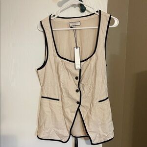 Bagatelle Cream Blouse with Black Trim